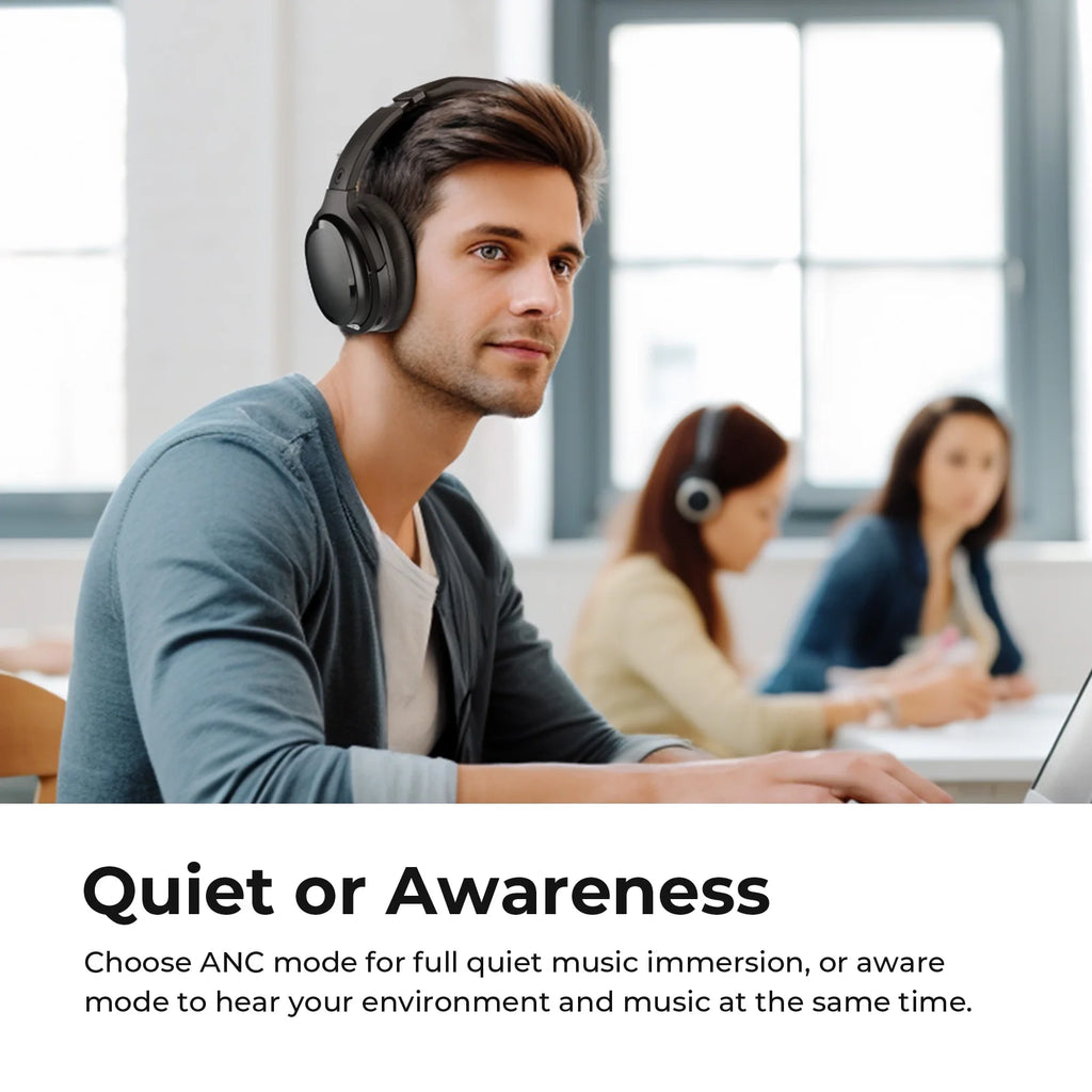SE7 Active Noise Cancelling Headphones Wireless Bluetooth Headphones over Ear with Mic/Aptx, Comfortable Protein Earpads 30H Playtime, Foldable Headphones for Travel/Work - Dark Green
