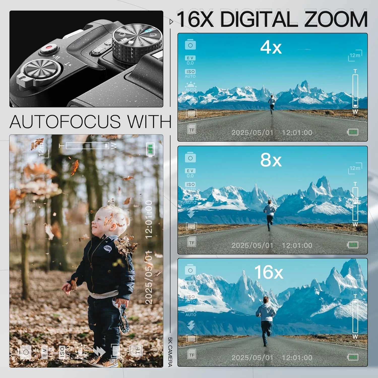 Digital Camera for Photography,4K 64MP Video Camera with 16X Digital Zoom and 32GB SD Card Black