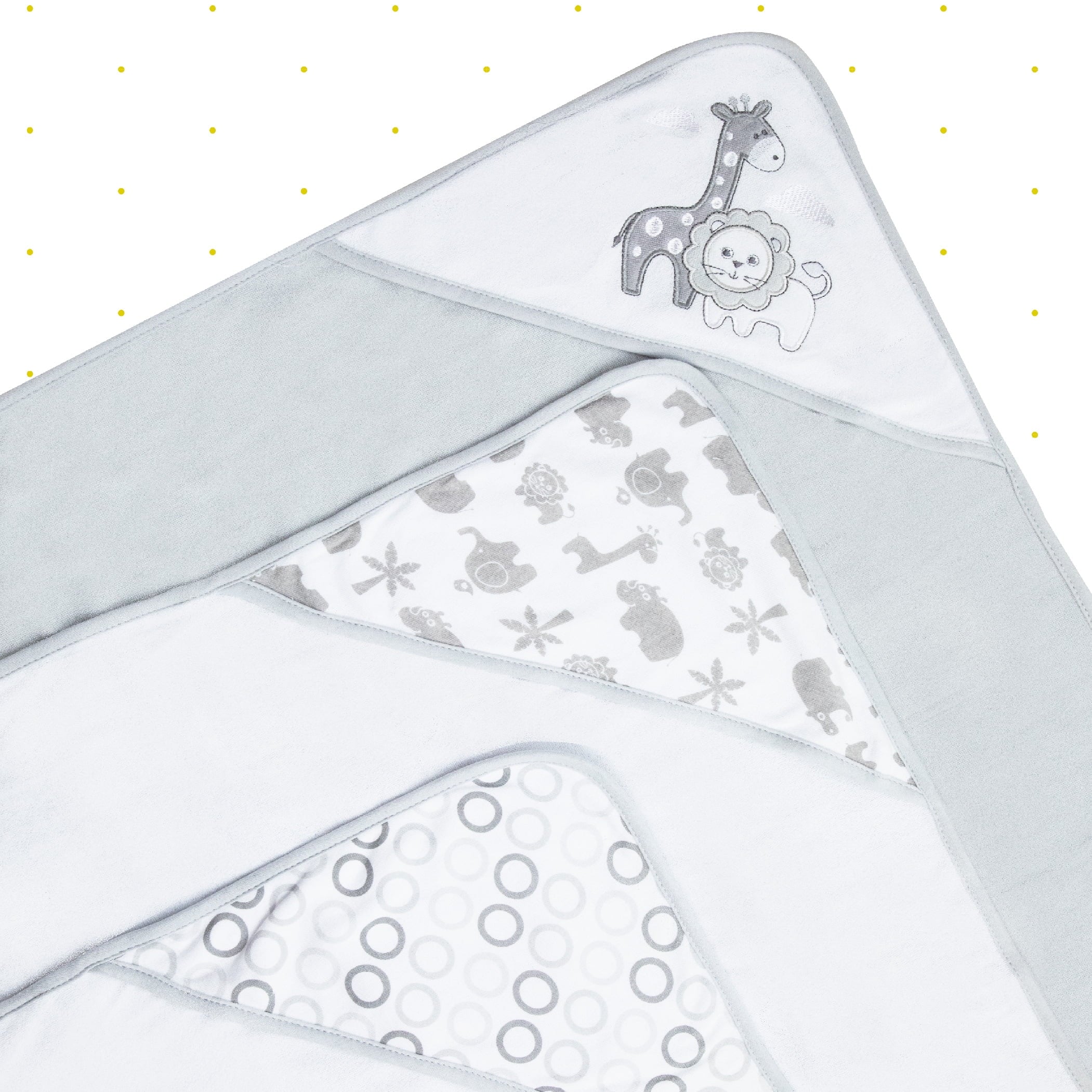 Bath Hooded Towels & Washcloths Set for Babies, 23-Piece Gift Set, Gray Lion