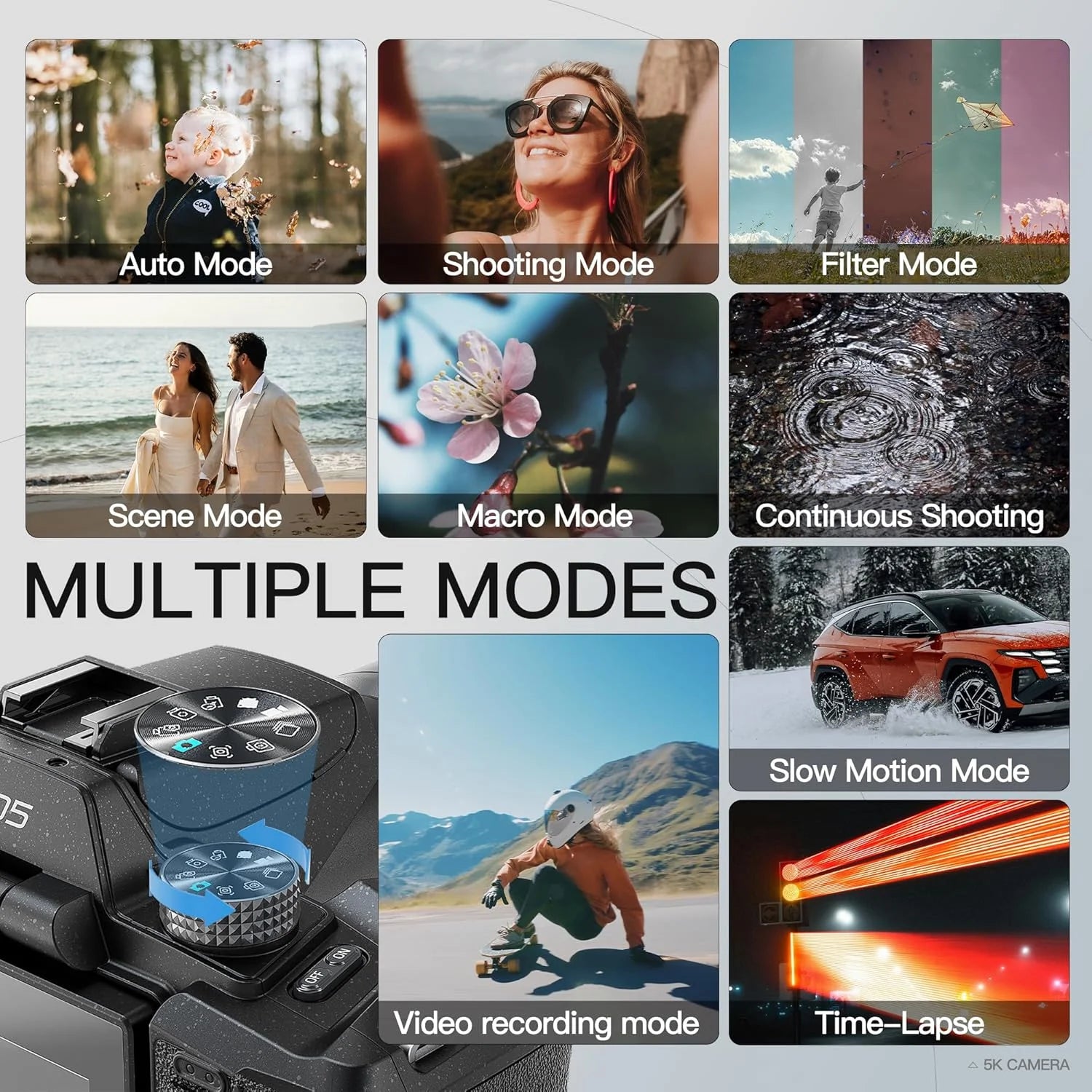 Digital Camera for Photography,4K 64MP Video Camera with 16X Digital Zoom and 32GB SD Card Black